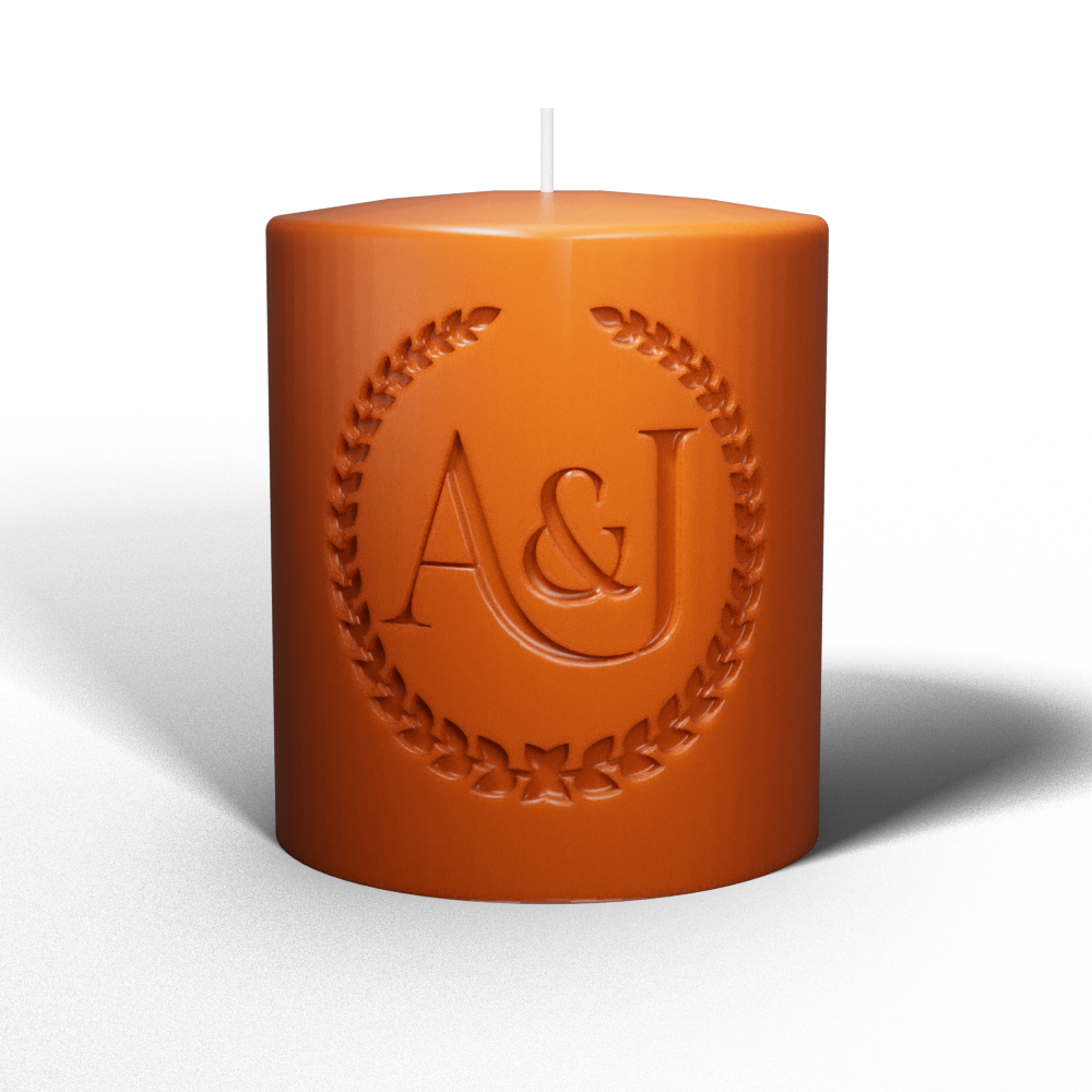 Newly Wed's Initials Candle (Oak)