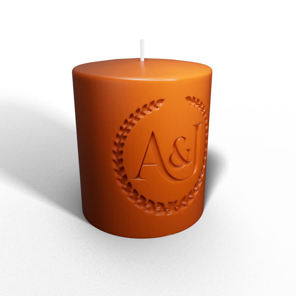 Newly Wed's Initials Candle (Oak)