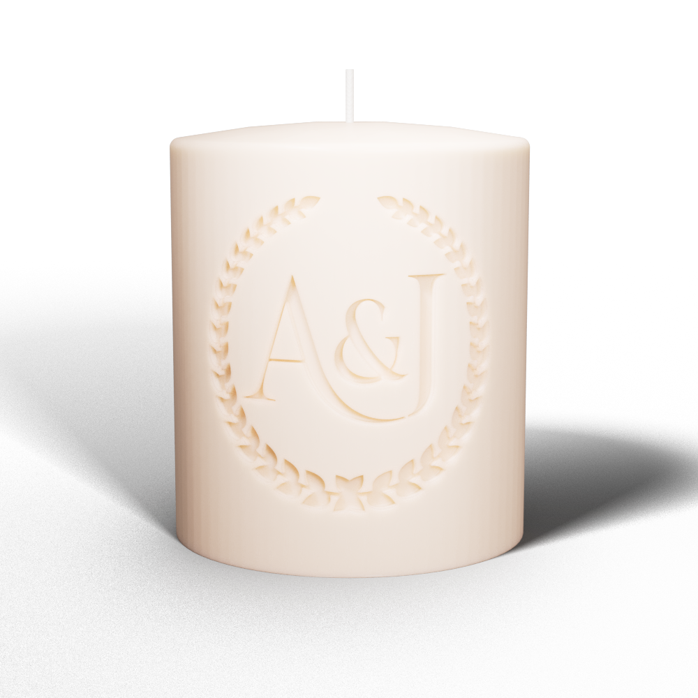 Newly Wed's Initials Candle (Warm Peach)