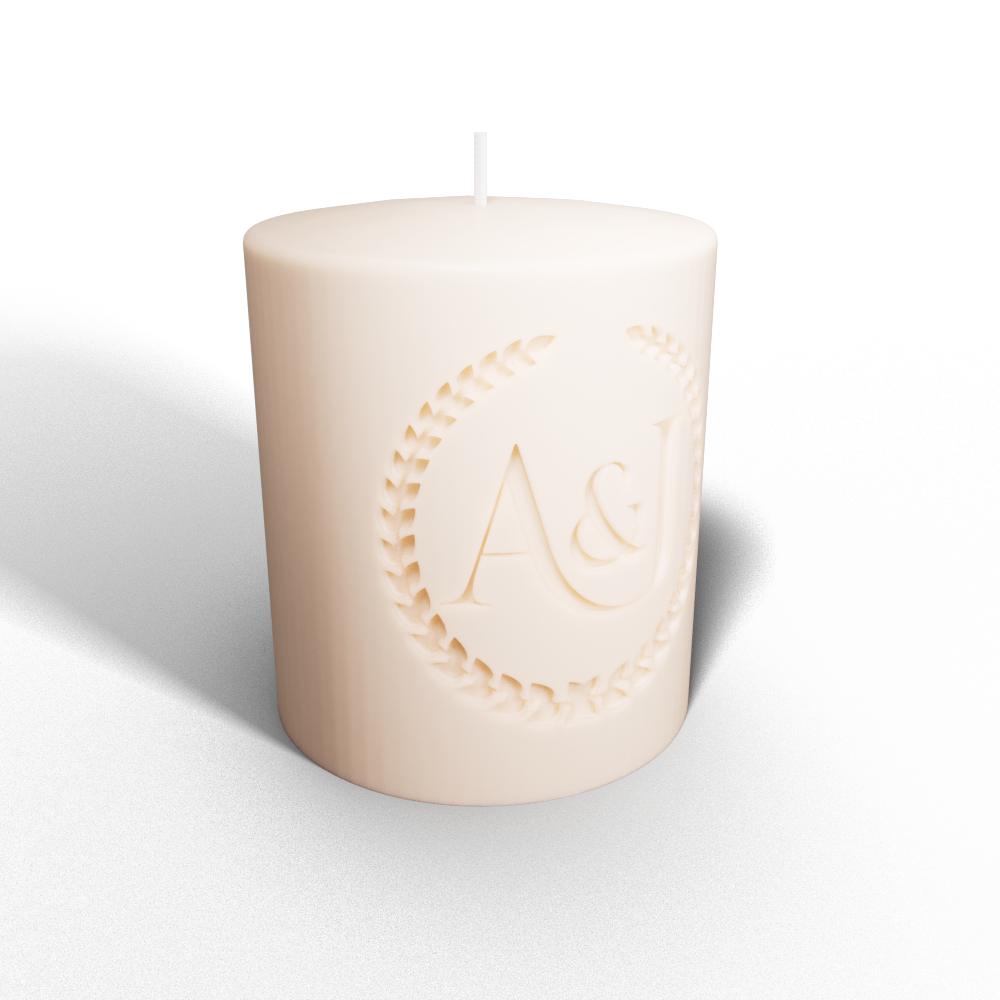 Newly Wed's Initials Candle (Warm Peach)