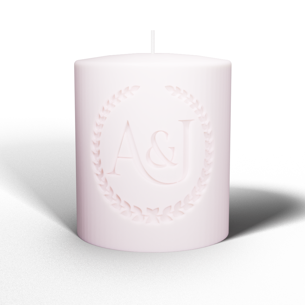 Newly Wed's Initials Candle (Soft Pink)