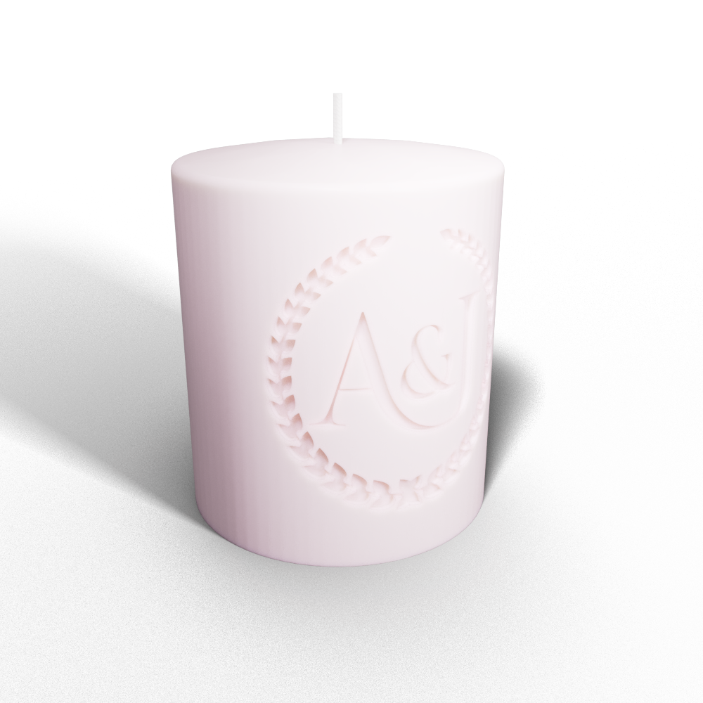 Newly Wed's Initials Candle (Soft Pink)