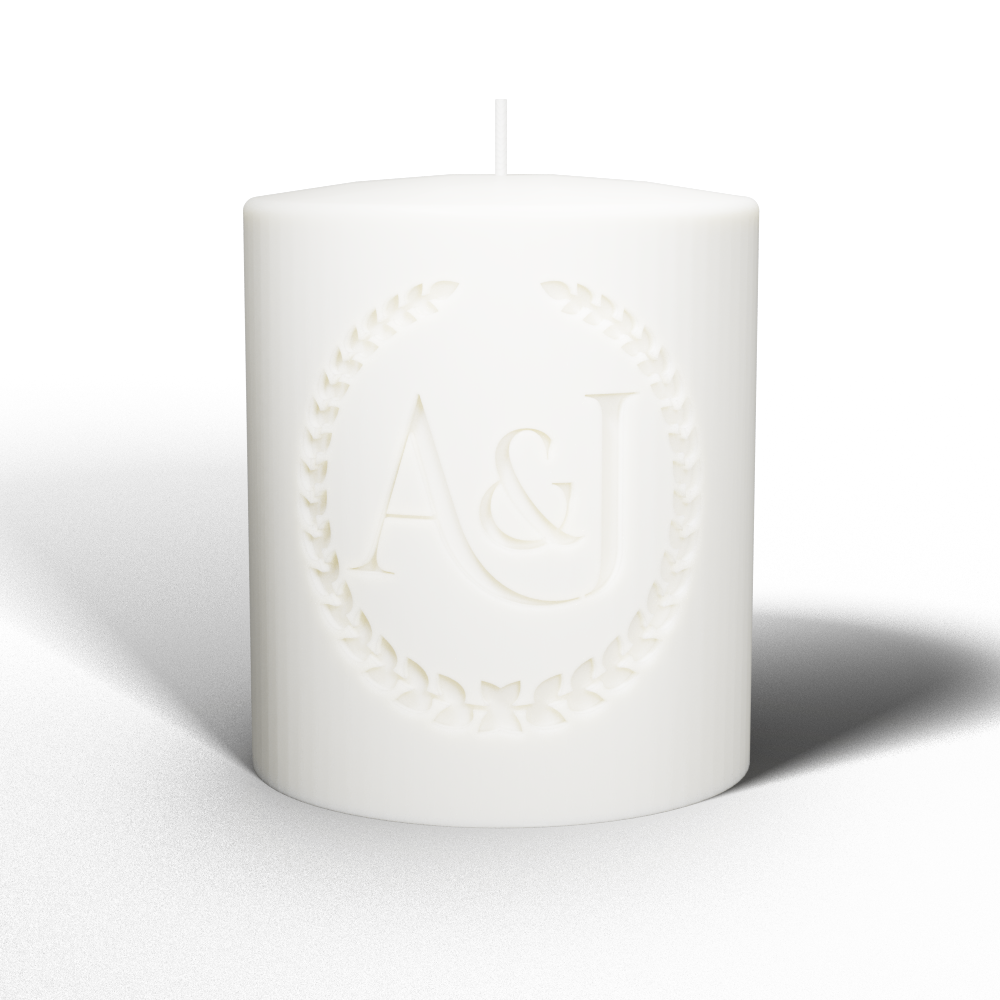 Newly Wed's Initials Candle (Cream)