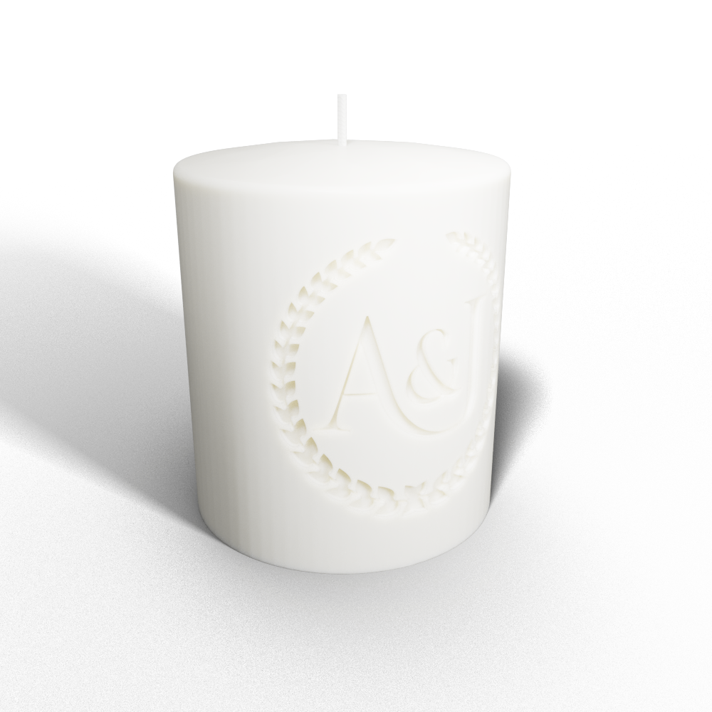 Newly Wed's Initials Candle (Cream)